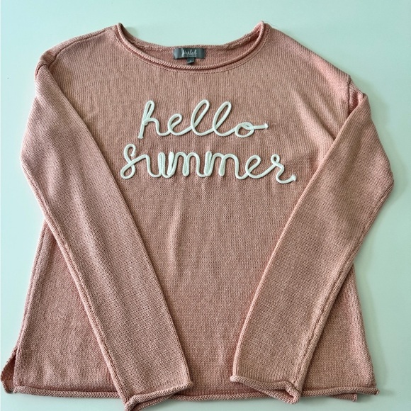 Marled Summer Weight Sweater with embroidered detail - Picture 1 of 10